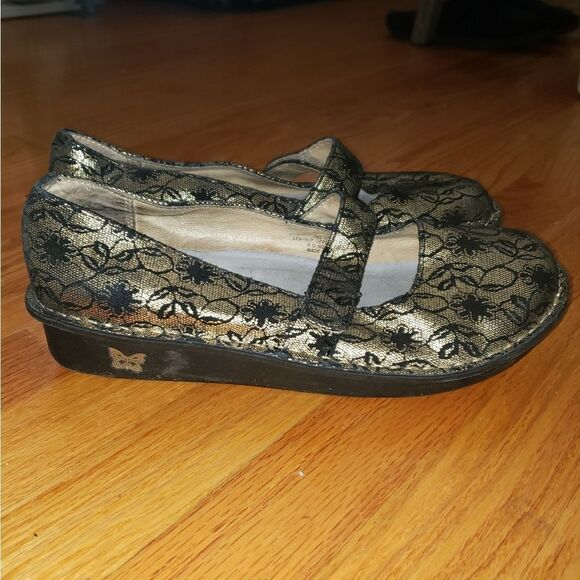 ALEGRIA gold and black clogs - Picture 1 of 8